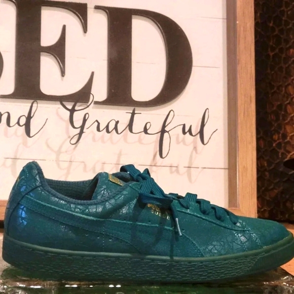 Puma Suede Crackle 'Parasailing Green #361858 01 Mns 10 - Picture 1 of 10